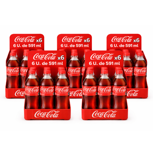 Display 6u CocaCola Botella 591 ml - $6.180 c/u