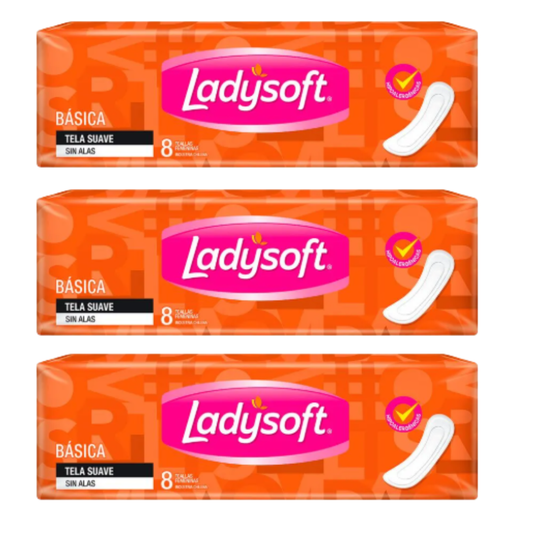 Ladysotf Básica Tela Suave Sin Alas Toallas Higiénicas 8u - $690 c/u