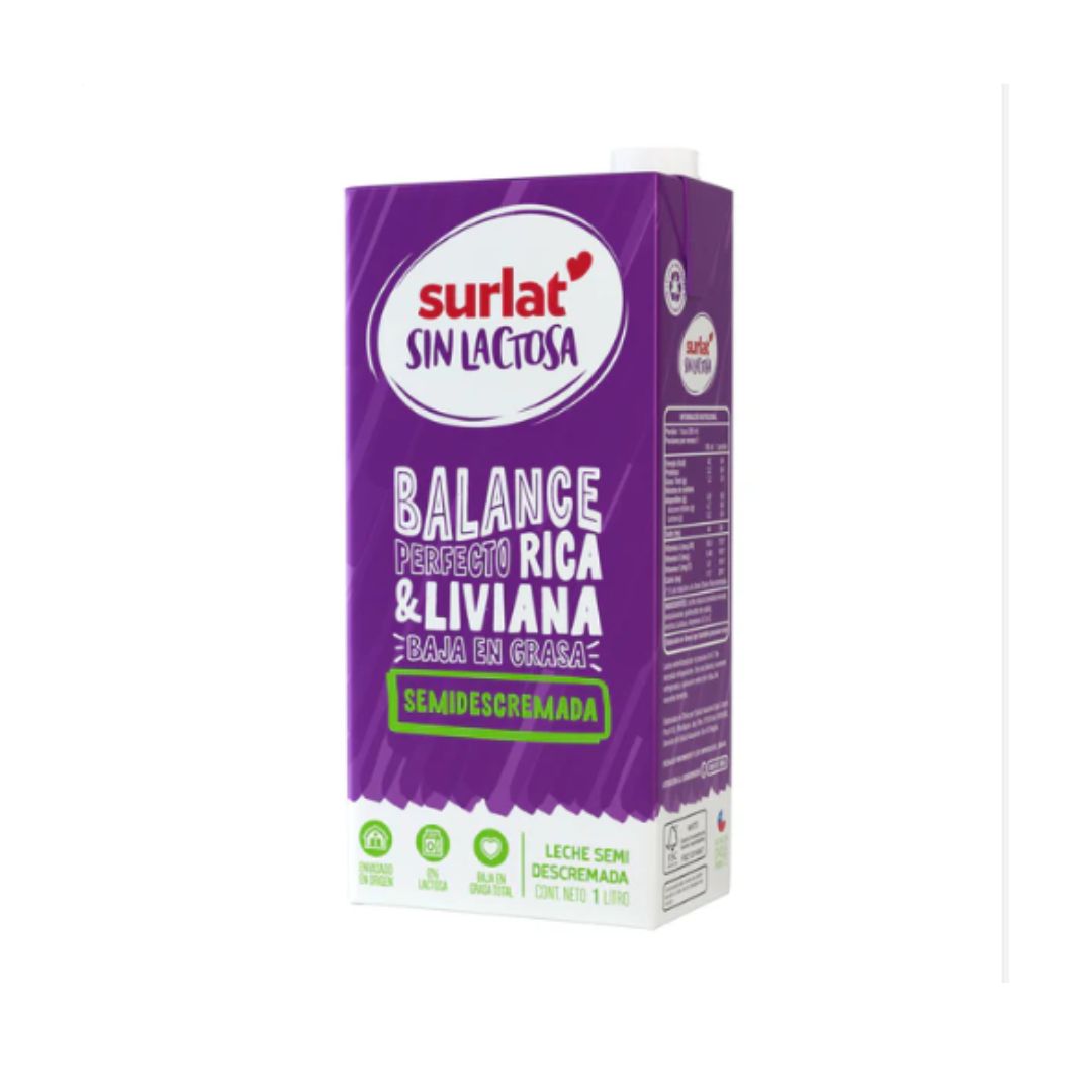 Leche Surlat Semidescremada Sin Lactosa 1Lt - $1.490 c/u