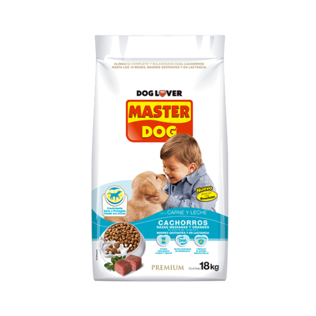Master Dog Carne/Leche 18kg Alimento para Perro Adulto/Cachorro