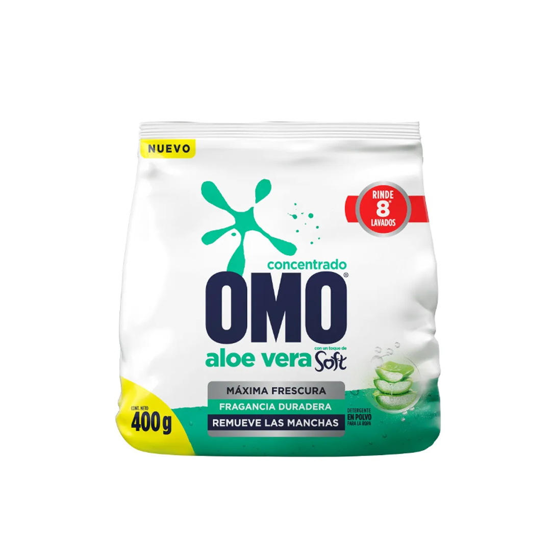 Detergente En Polvo Omo Matic Aloe Vera 400g - $1.690 C/u