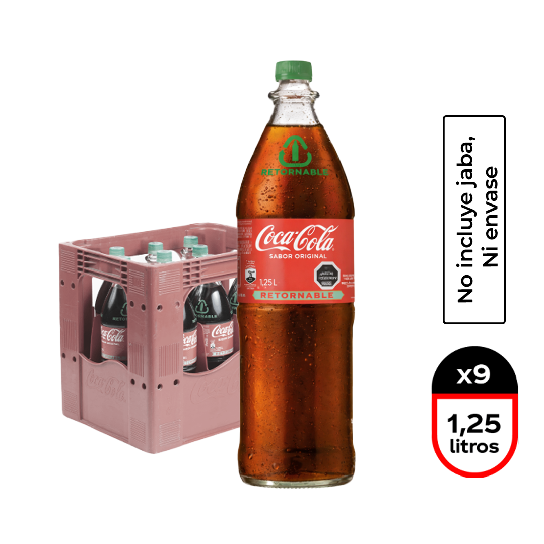 Jaba 9 Unidades - Coca-Cola Original Retornable 1,25L - $1.100c/u