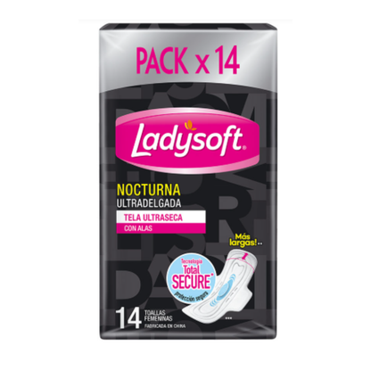 Toallas Femeninas Nocturna Ultradelgada Ladysoft 14u - $1.380 c/u