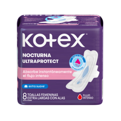 Toallitas Higiénicas Kotex Nocturna Ultraprotect 8un - $990 c/u