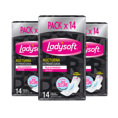 Toallas Femeninas Nocturna Ultradelgada Ladysoft 14u - $1.380 c/u