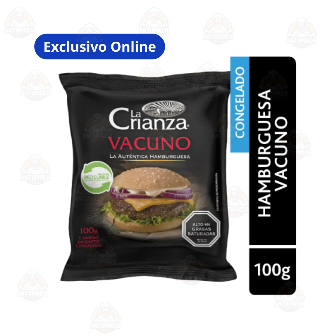 Hamburguesa de vacuno 100gr - "La crianza" - 10u - 850c/u