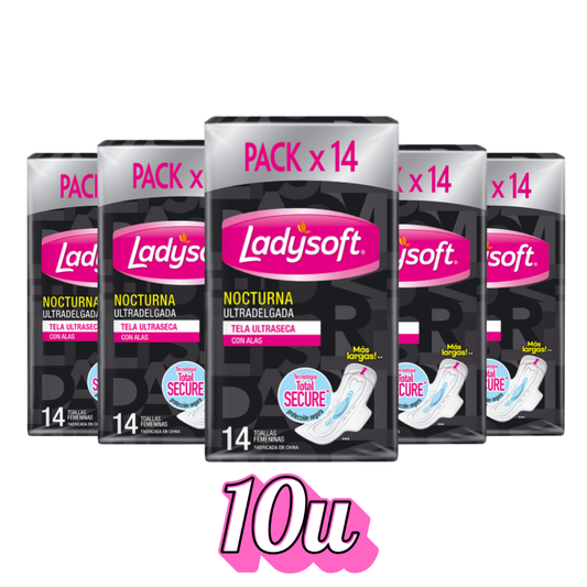 Toallas Femeninas Nocturna Ultradelgada Ladysoft 14u - $1.380 c/u