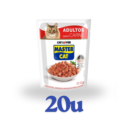 Pack 20 unidades sachet 85g Master Cat $699 c/u