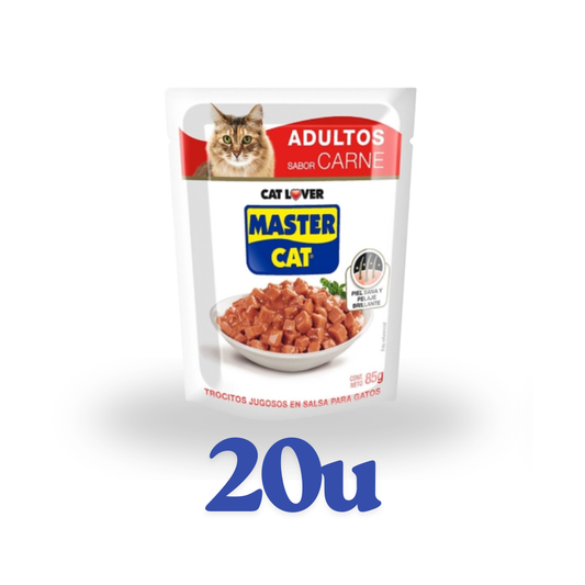Pack 20 unidades sachet 85g Master Cat $699 c/u