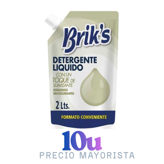 Caja 10 Unidades - Detergente Líquido Briks Blanco 2L DoyPack –  $1.290c/u