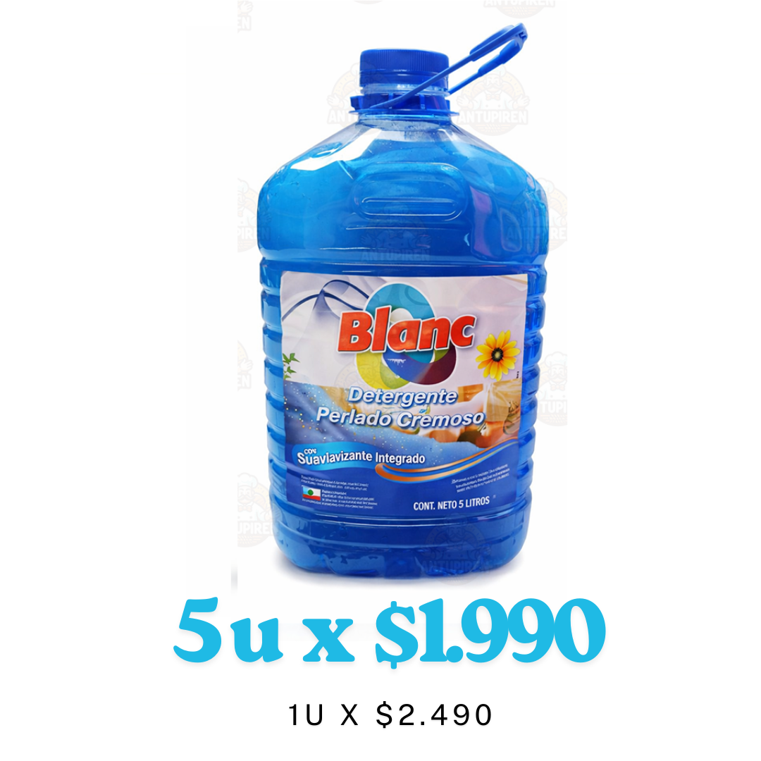 Detergente Blanc Perlado Económico 5L con Suavizante – $1.990 desde 5 Unidades