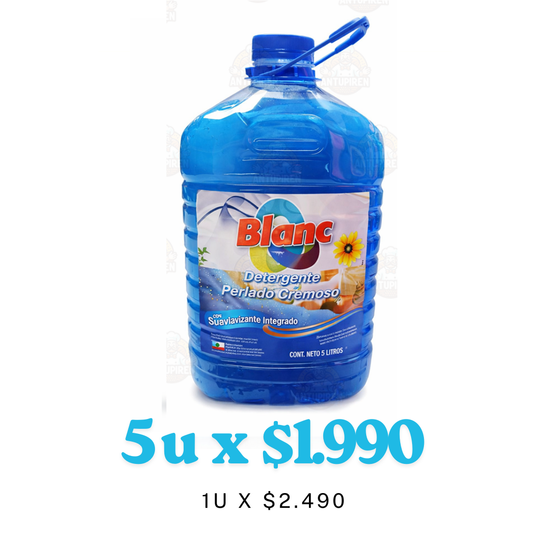 Detergente Blanc Perlado Económico 5L con Suavizante – $1.990 desde 5 Unidades