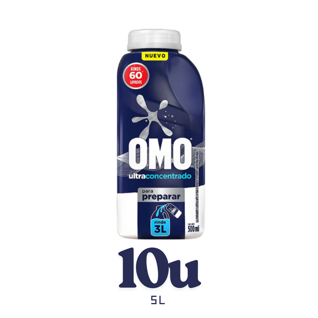 Pack 10u - Detergente Liquido omo Para Diluir 5L - $4.000c/u