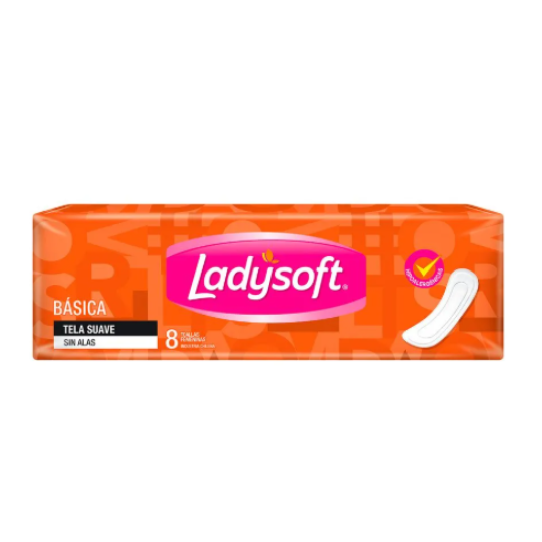 Ladysotf Básica Tela Suave Sin Alas Toallas Higiénicas 8u - $690 c/u