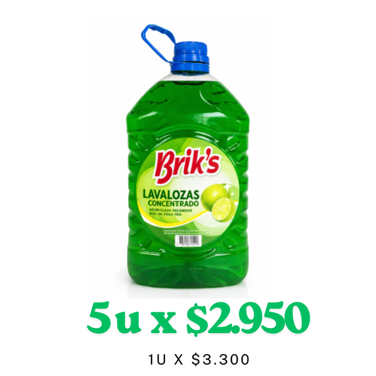 Lavalozas Brik's Lima Verde 5L – $2.950 desde 5 Unidades