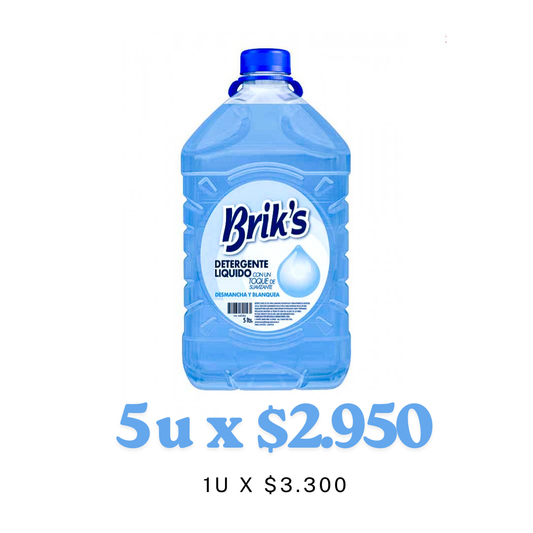 Detergente Brik's Celeste 5L – $2.950 desde 5 Unidades