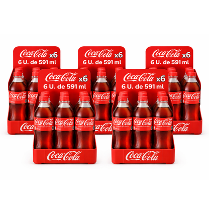 Display 6u CocaCola Botella 591 ml - $6.180 c/u