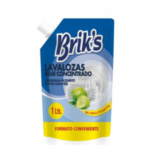 Lavaloza Líquido Concentrado Brik's Doypack 1L Amarillo/Azul  | Desde $1.050 c/u