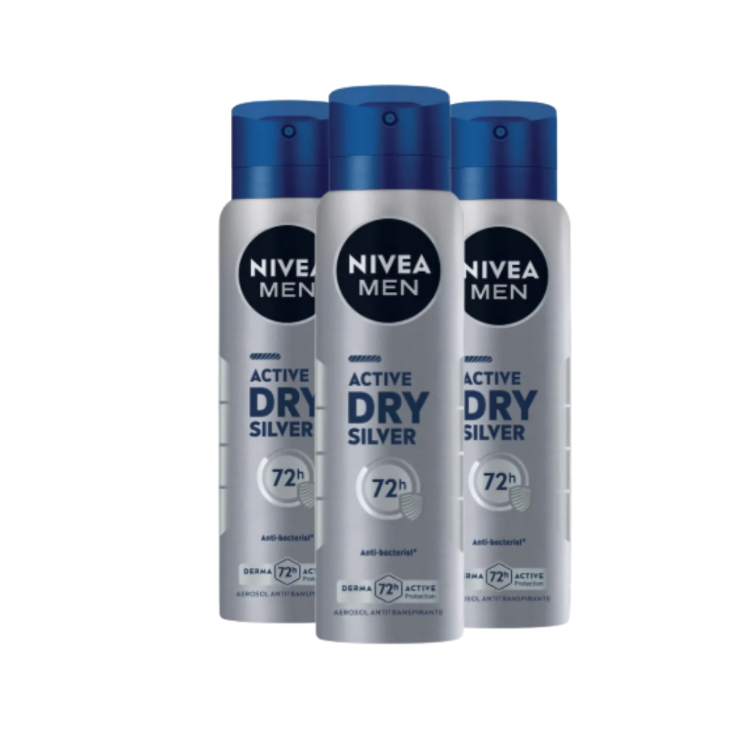 Desodorante Nivea Men Active Dry Silver 72 Hrs $1.825 c/u