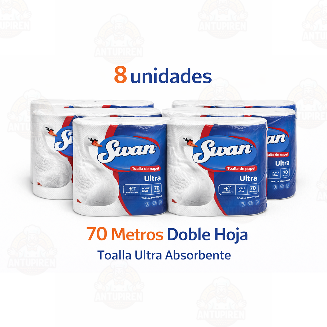 Manga Toalla de Papel Swan Ultra 70m Doble Hoja – 8 Unidades