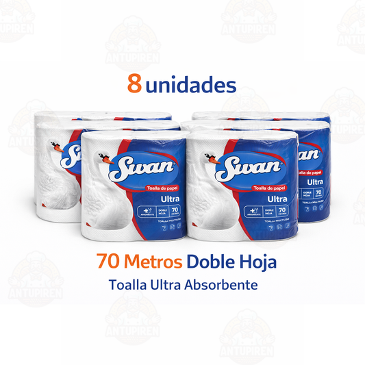 Manga Toalla de Papel Swan Ultra 70m Doble Hoja – 8 Unidades