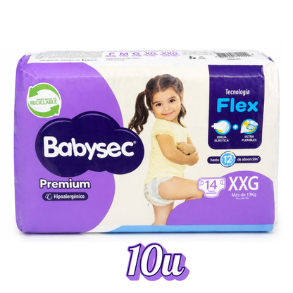 Pañales de Bebé Babysec Premium 14un XXG - $ 3.290c/u