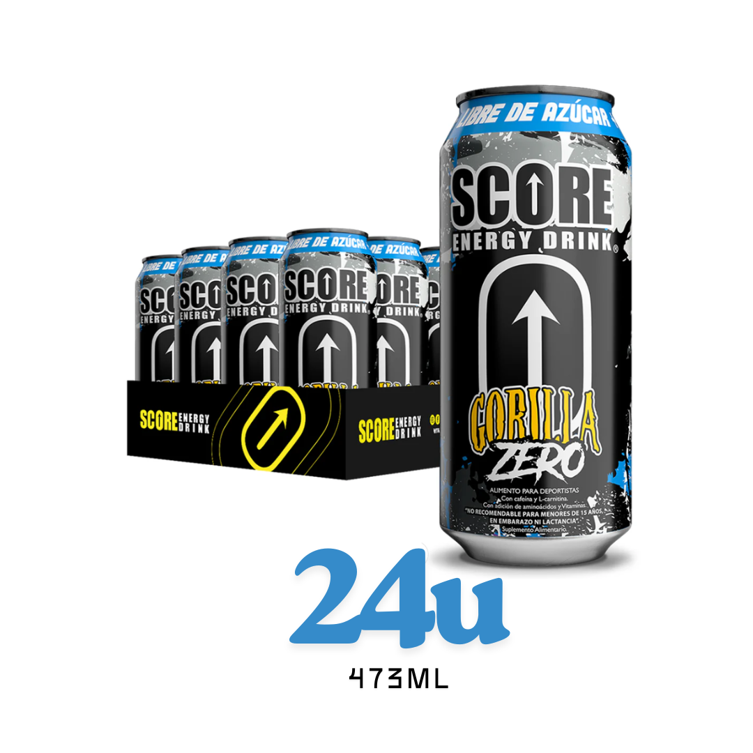 Pack 24 Latas Energética Score Gorilla Zero 473ml - $850c/u