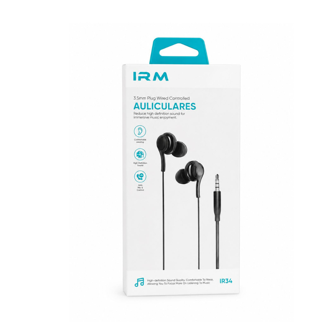 Audífonos con cable IRM modelo IR34 con conector de 3.5mm