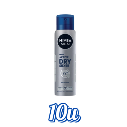 Desodorante Nivea Men Active Dry Silver 72 Hrs $1.825 c/u