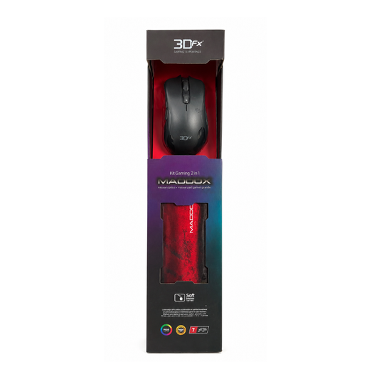 Kit Gamer Mouse + Mouse Pad 3dfx Maddox 3600 Dpi 9091 Color Negro