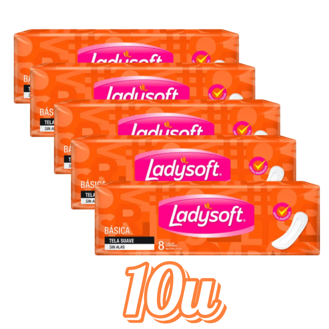 Ladysotf Básica Tela Suave Sin Alas Toallas Higiénicas 8u - $690 c/u
