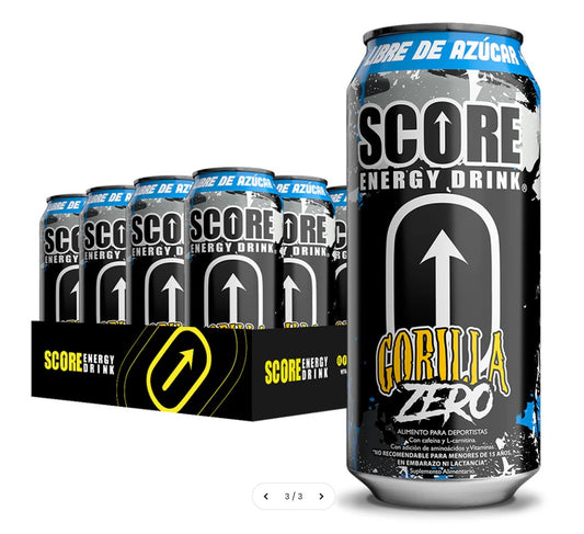 SCORE Gorilla Zero Energy Drink 500ml | Pack 24 Latas