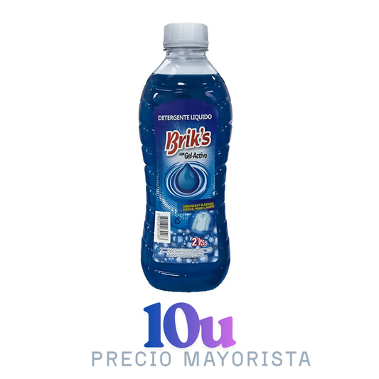 Pack 10 Unidades – Detergente Briks Azul 2L –  $1.330 c/u