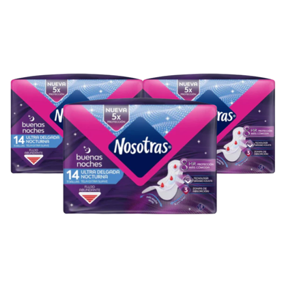 Toalla Higiénica "Nosotras" Ultra delgada Nocturna $2.390 c/u