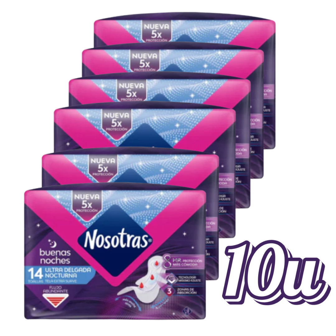 Toalla Higiénica "Nosotras" Ultra delgada Nocturna $2.390 c/u