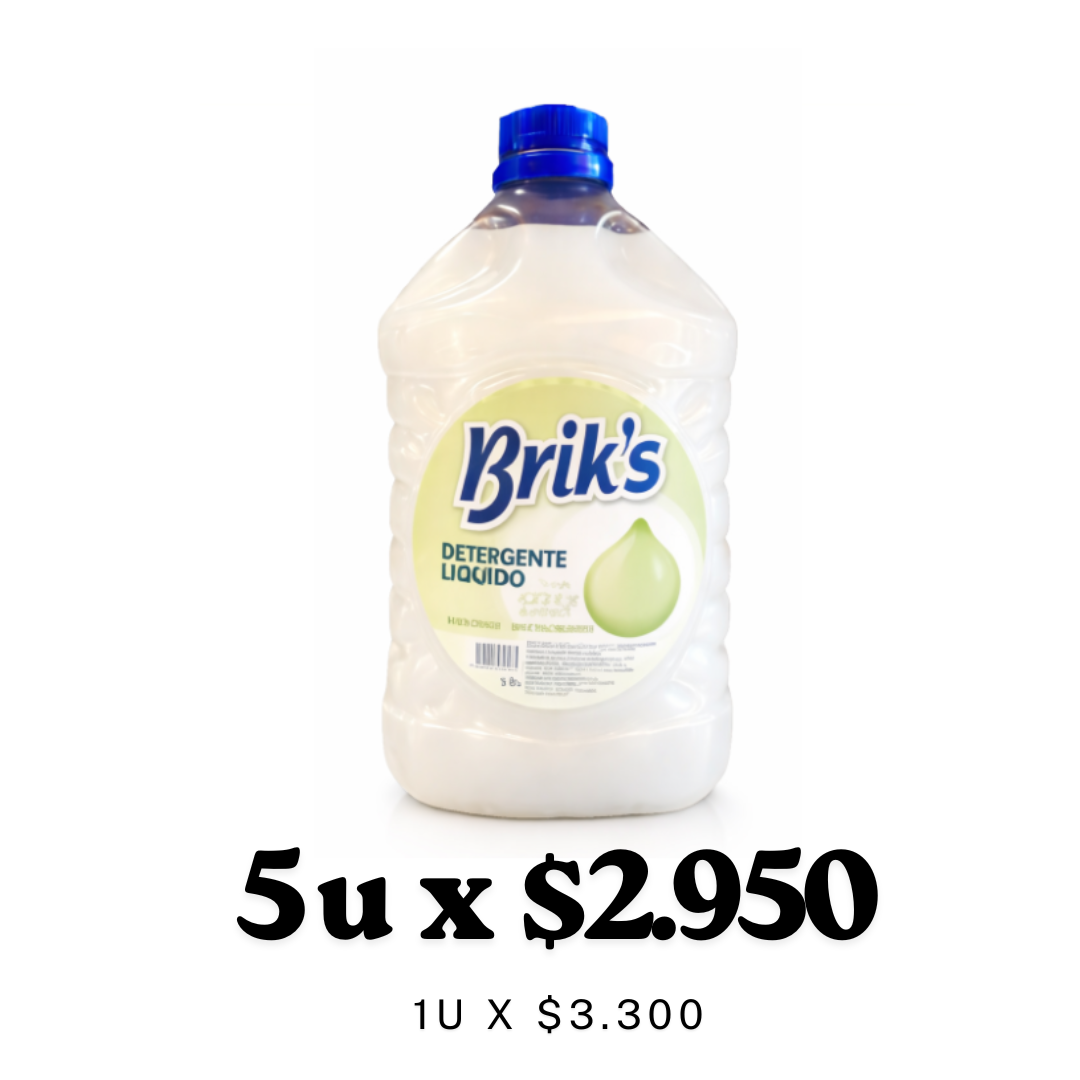 Detergente Brik's Blanco 5L – $2.950 desde 5 Unidades