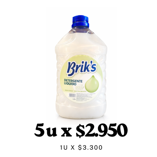 Detergente Brik's Blanco 5L – $2.950 desde 5 Unidades