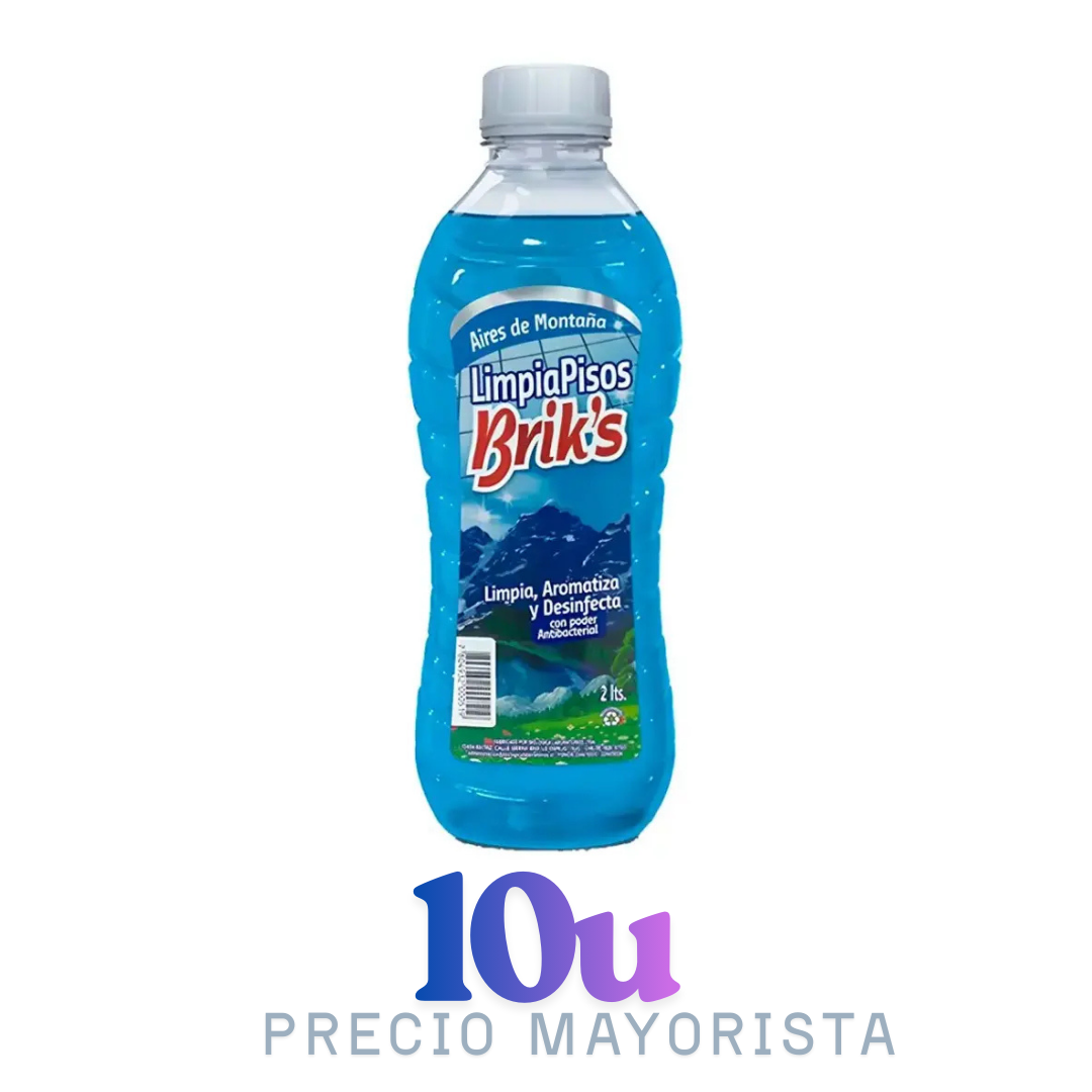 Pack 10 Unidades – Limpia Pisos Briks Montaña 2L –  $1.310 c/u