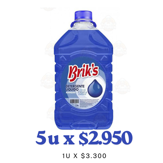 Detergente Brik's Azul 5L – $2.950 desde 5 Unidades