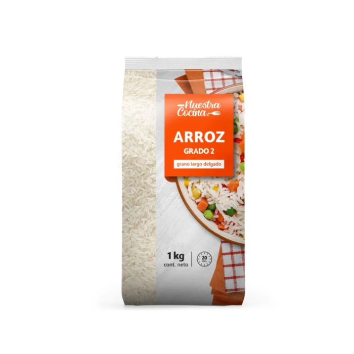 ARROZ GRADO 2 NUESTRA COCINA 1KG LARGO DELGADO*