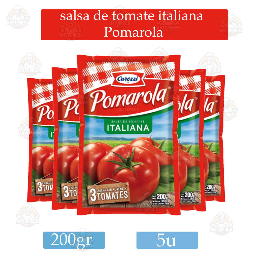 Pack 5 Unidades - Salsa de Tomate Pomarola Italiana 200g - $600c/u