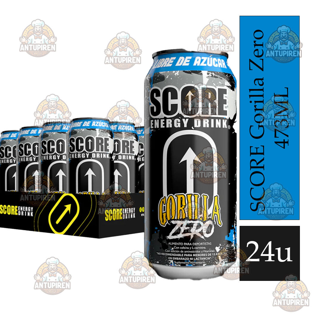 SCORE Gorilla Zero Energy Drink 500ml | Pack 24 Latas