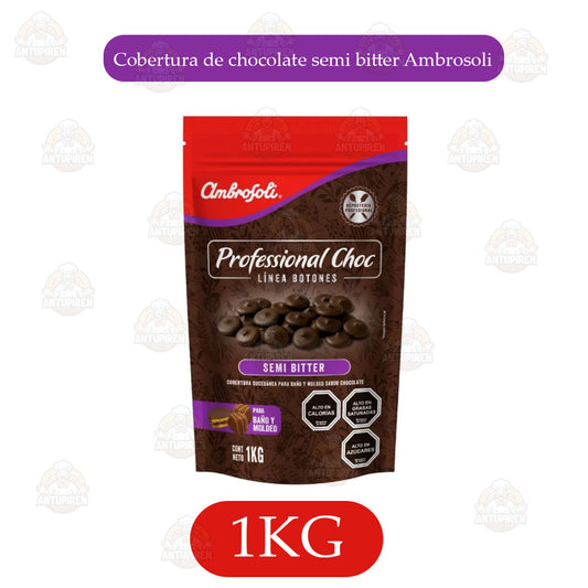Cobertura de chocolate semi bitter Ambrosoli 1 Kg