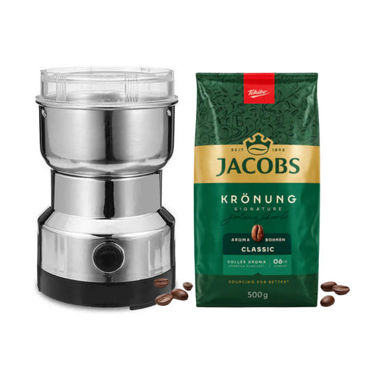 Café En Grano Entero Jacobs Kronung 500gr + Molinillo Eléctrico Nima