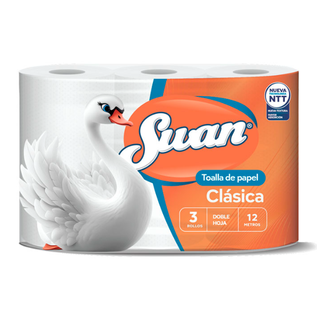 Toalla Papel Swan Clasica 3 Rollos - 12mtrs