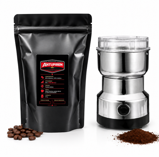 CAFE EN GRANO ANTUPIREN 200G + MOLINILLO ELECTRICO PARA CAFE