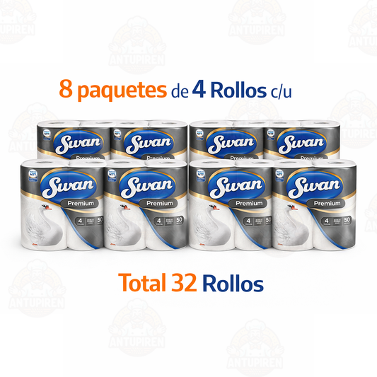 Manga Papel Higiénico Swan Premium 50m Doble Hoja – 32 Rollos (8x4)