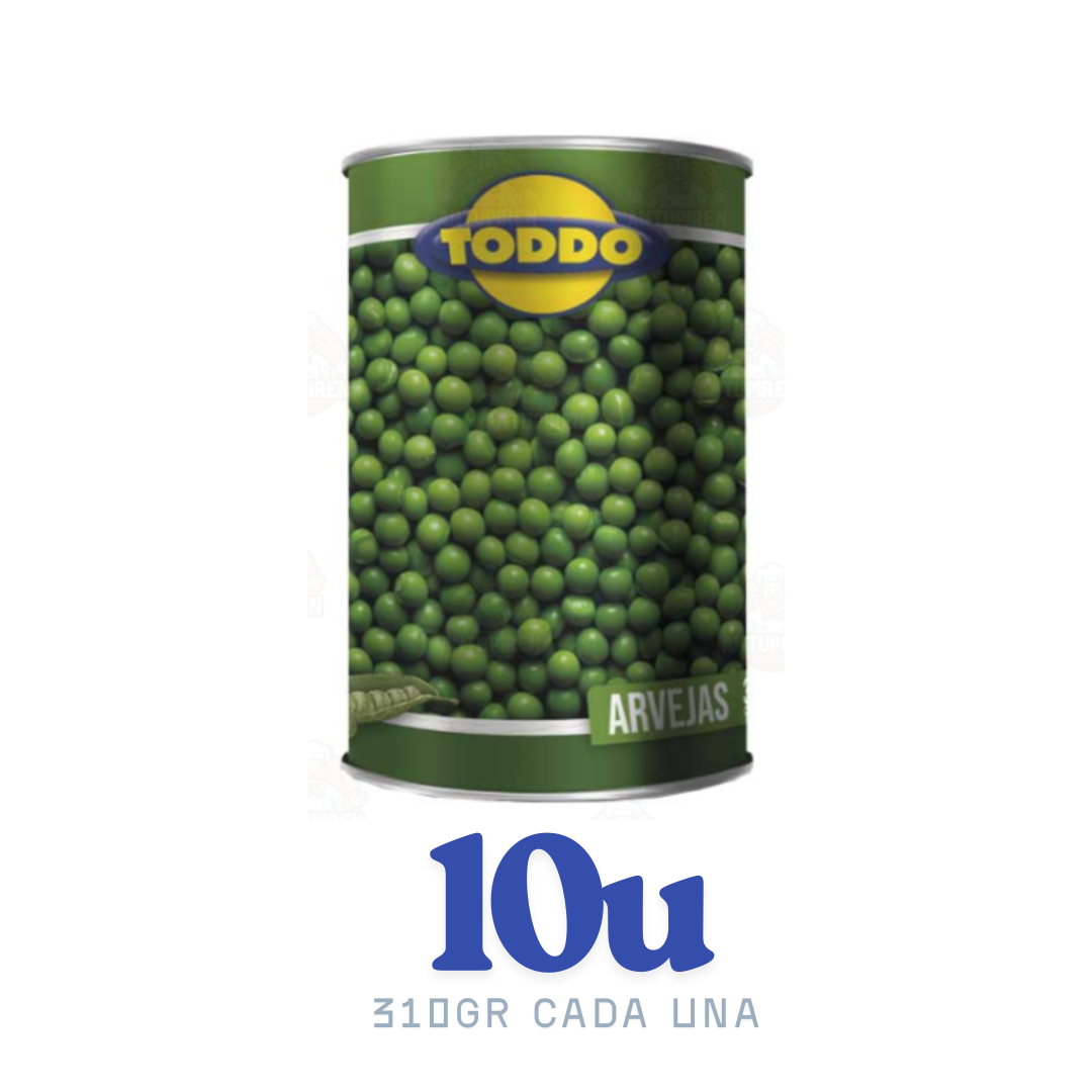 Pack 10 Unidades - Arvejas Toddo Lata 310g - $669c/u