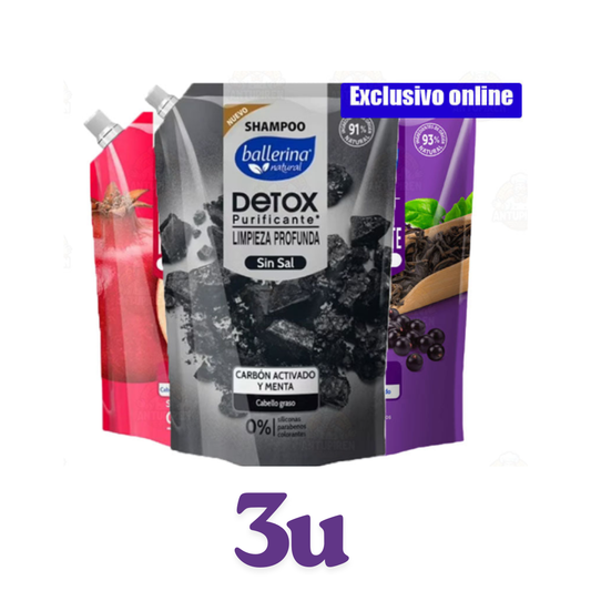 Pack 3u - Shampoo Surtido Ballerina 750ml - $1.400c/u