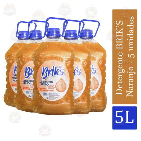 Detergentes Brik’s Naranjo 5 L (5 unidades)